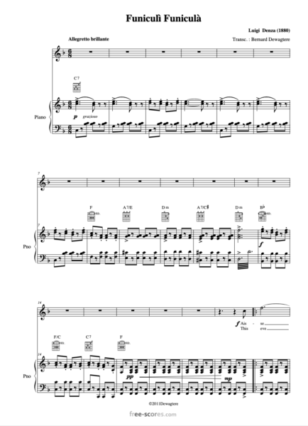 Funiculi Funicula free sheet music
