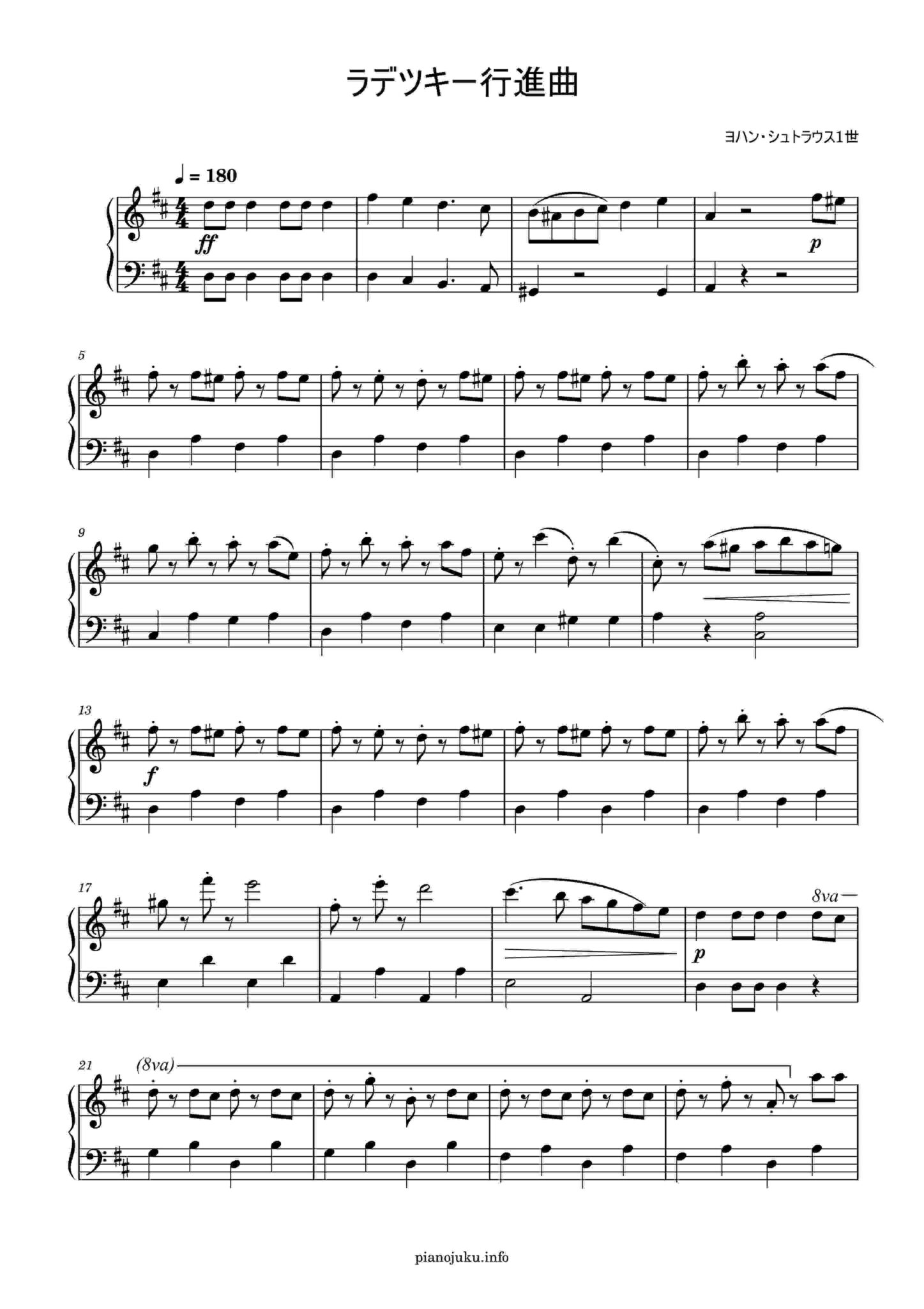 【今すぐ使える無料楽譜】ラデツキー行進曲難易度別全2楽譜 ピアノ塾 【今すぐ使える無料楽譜】ラデツキー行進曲難易度別全2楽譜 ピアノ塾